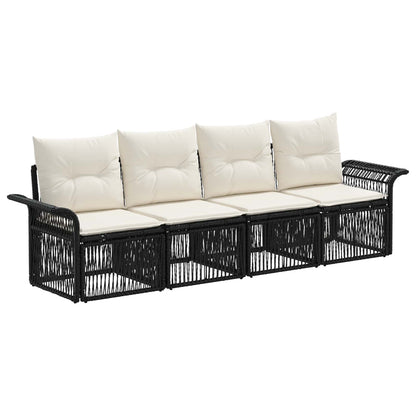Set Divano da Giardino 4 pcs Nero polyrattan | homemem39