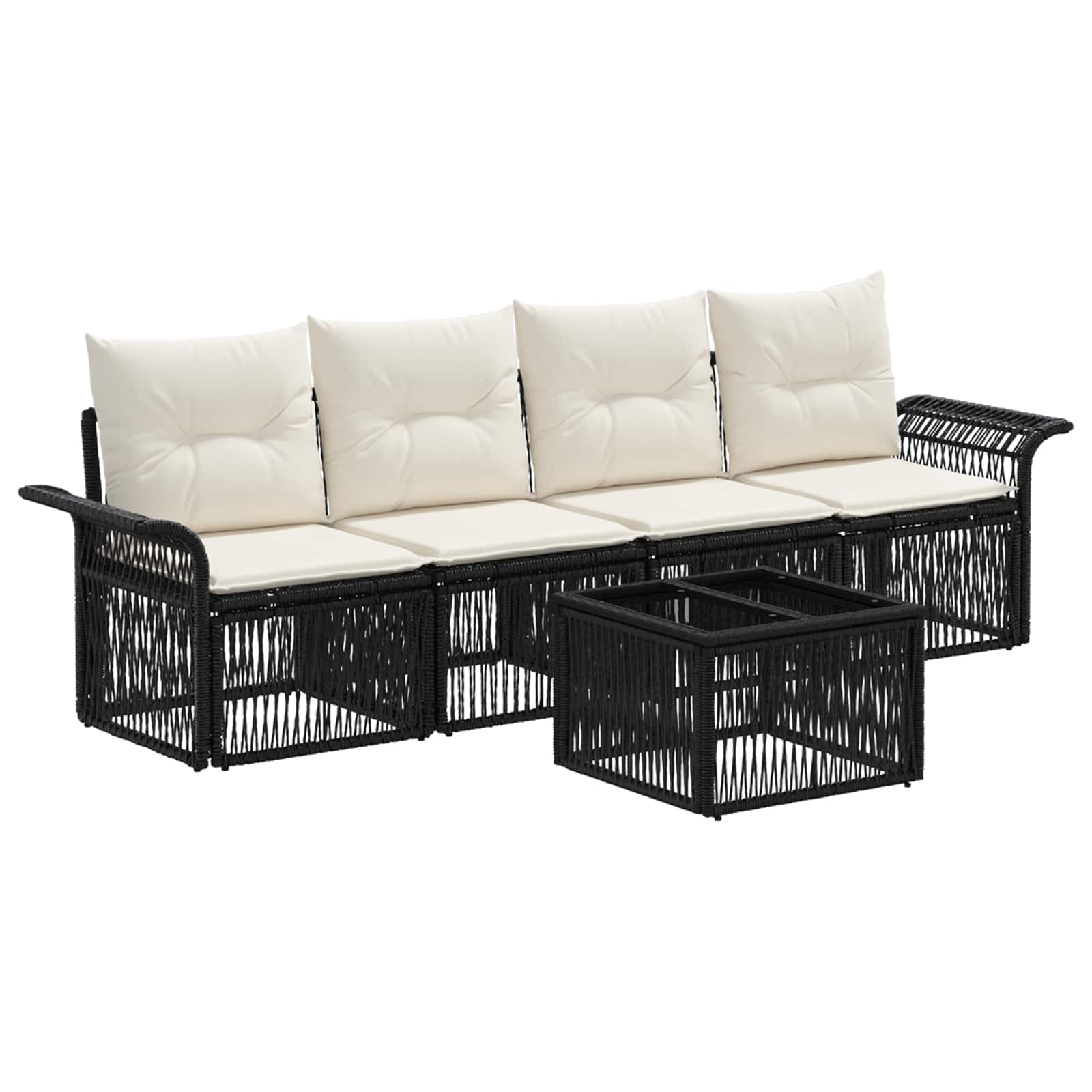 Set Divano da Giardino 5 pcs Nero polyrattan | homemem39