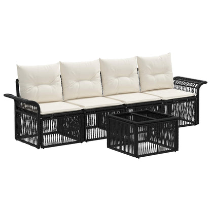 Set Divano da Giardino 5 pcs Nero polyrattan | homemem39