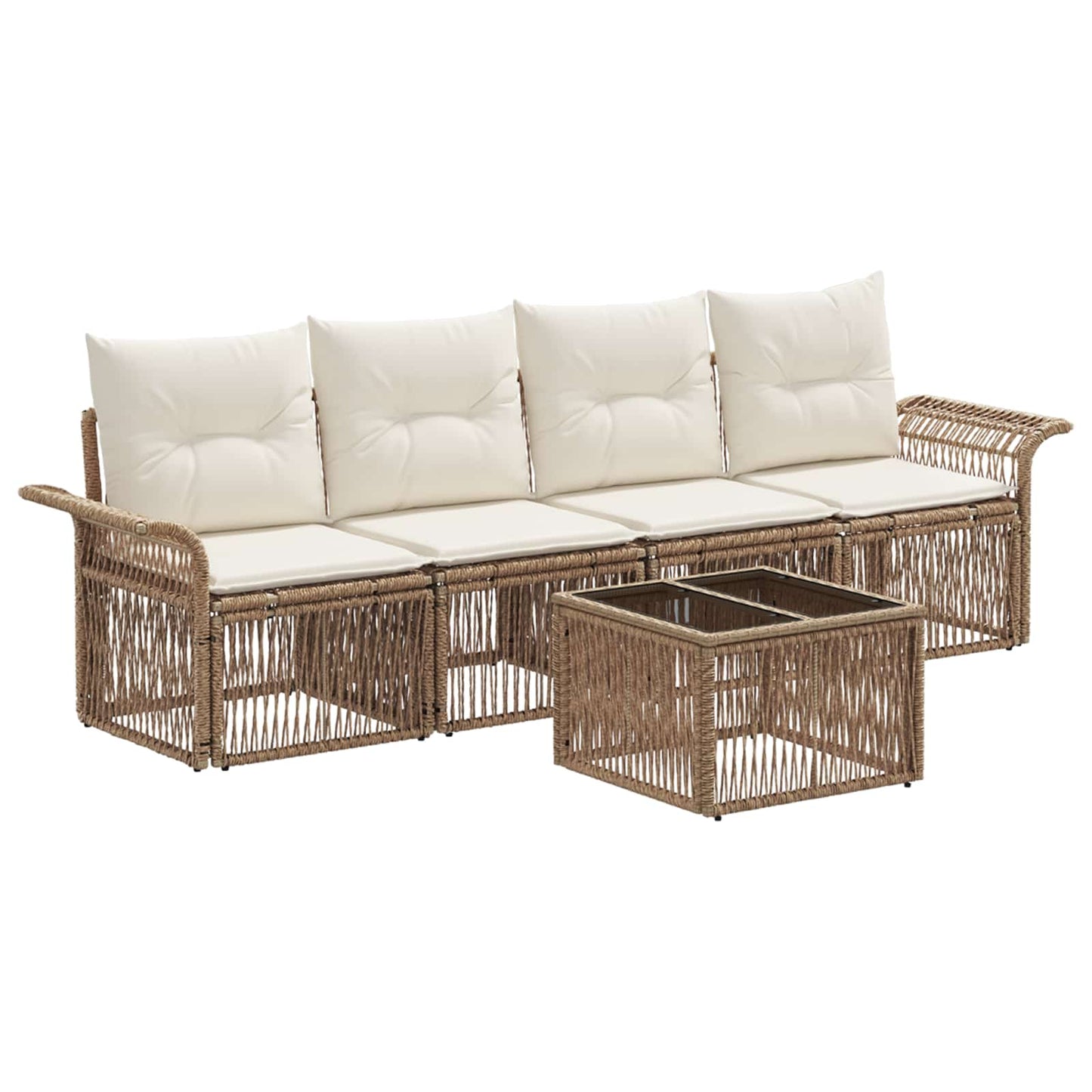 Set Divano da Giardino 5 pcs Beige polyrattan | homemem39