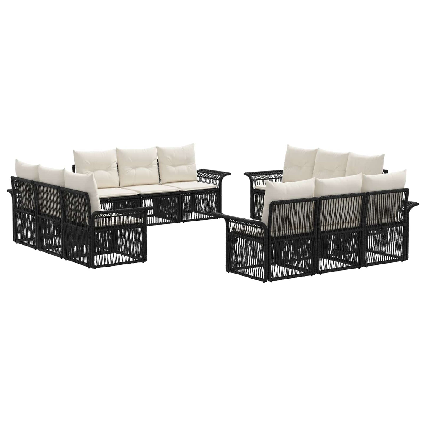 Set Divano da Giardino 12 pcs Nero polyrattan | homemem39