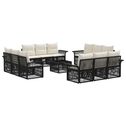 Set Divano da Giardino 13 pcs Nero polyrattan | homemem39