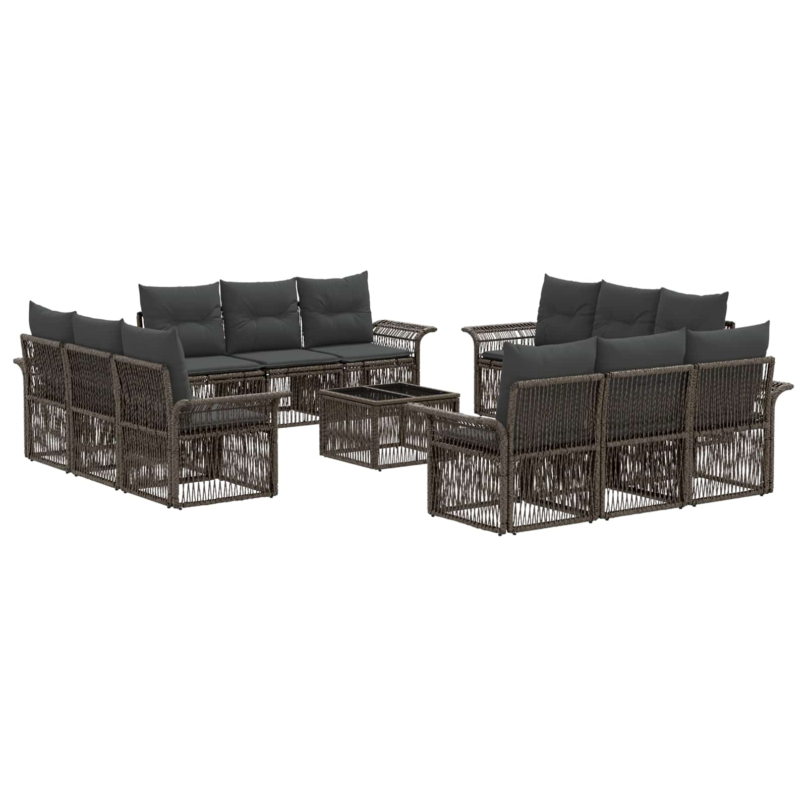 Set Divano da Giardino 13 pcs Grigio polyrattan | homemem39