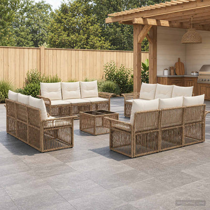 Set Divano da Giardino 13 pcs Beige polyrattan | homemem39