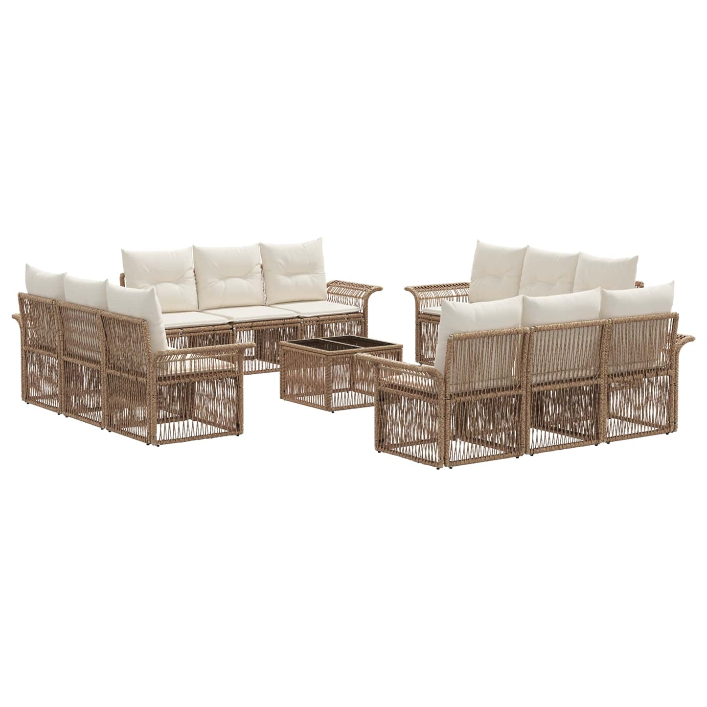 Set Divano da Giardino 13 pcs Beige polyrattan | homemem39