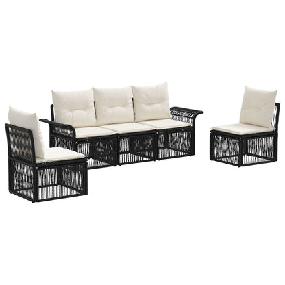 Set Divano da Giardino 5 pcs Nero polyrattan | homemem39