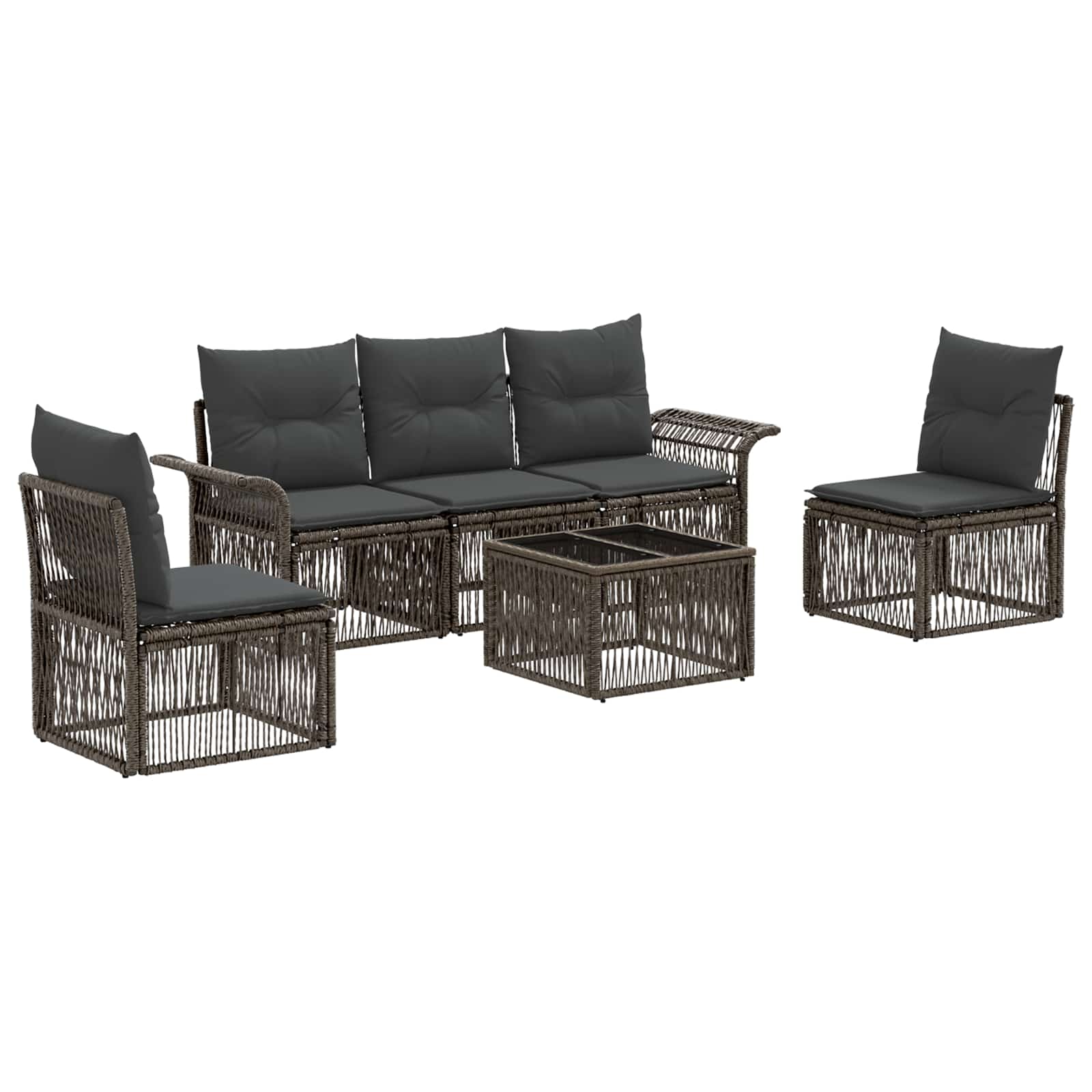 Set Divano da Giardino 6 pcs Grigio polyrattan | homemem39