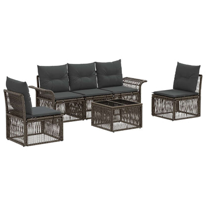 Set Divano da Giardino 6 pcs Grigio polyrattan | homemem39