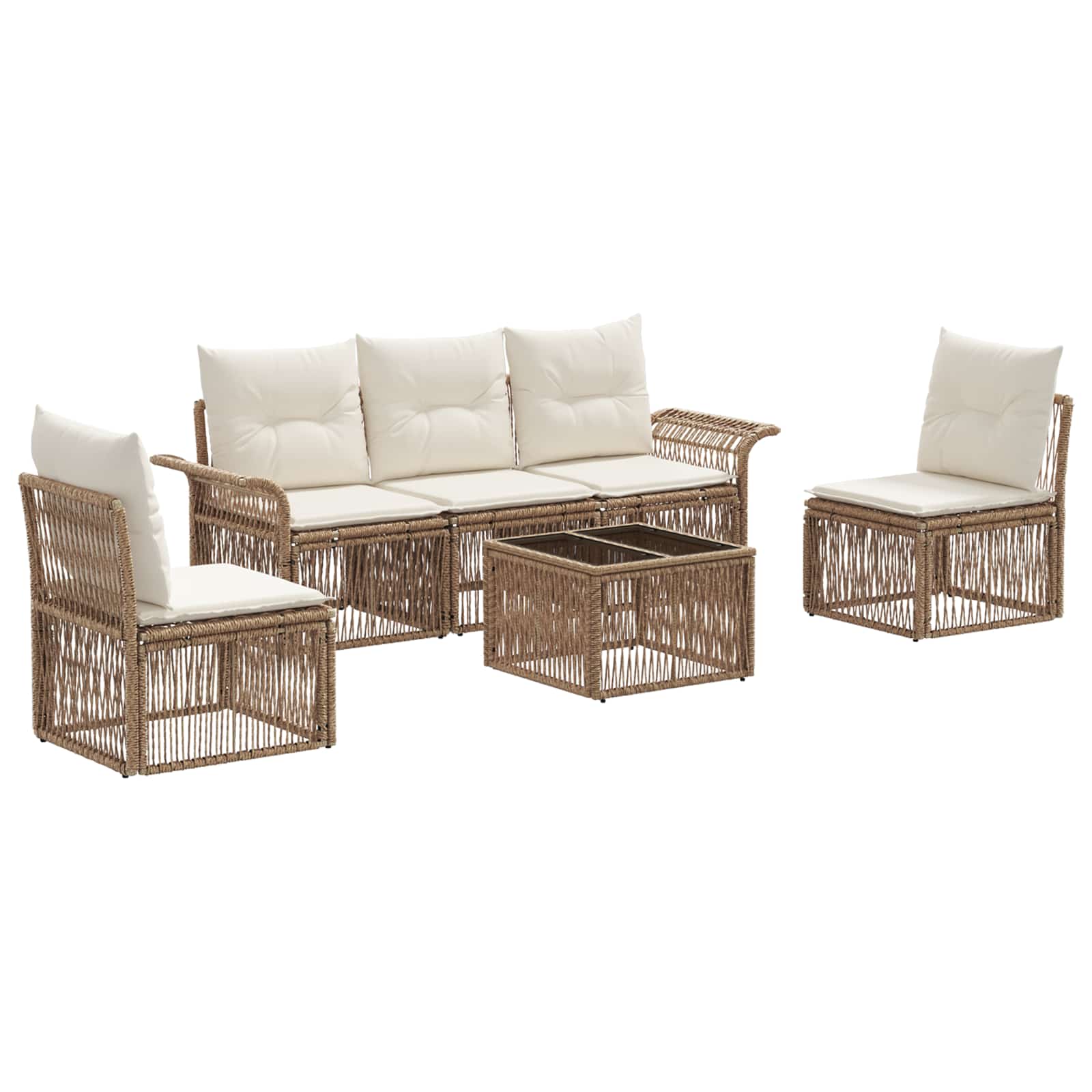 Set Divano da Giardino 6 pcs Beige polyrattan | homemem39