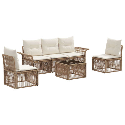 Set Divano da Giardino 6 pcs Beige polyrattan | homemem39