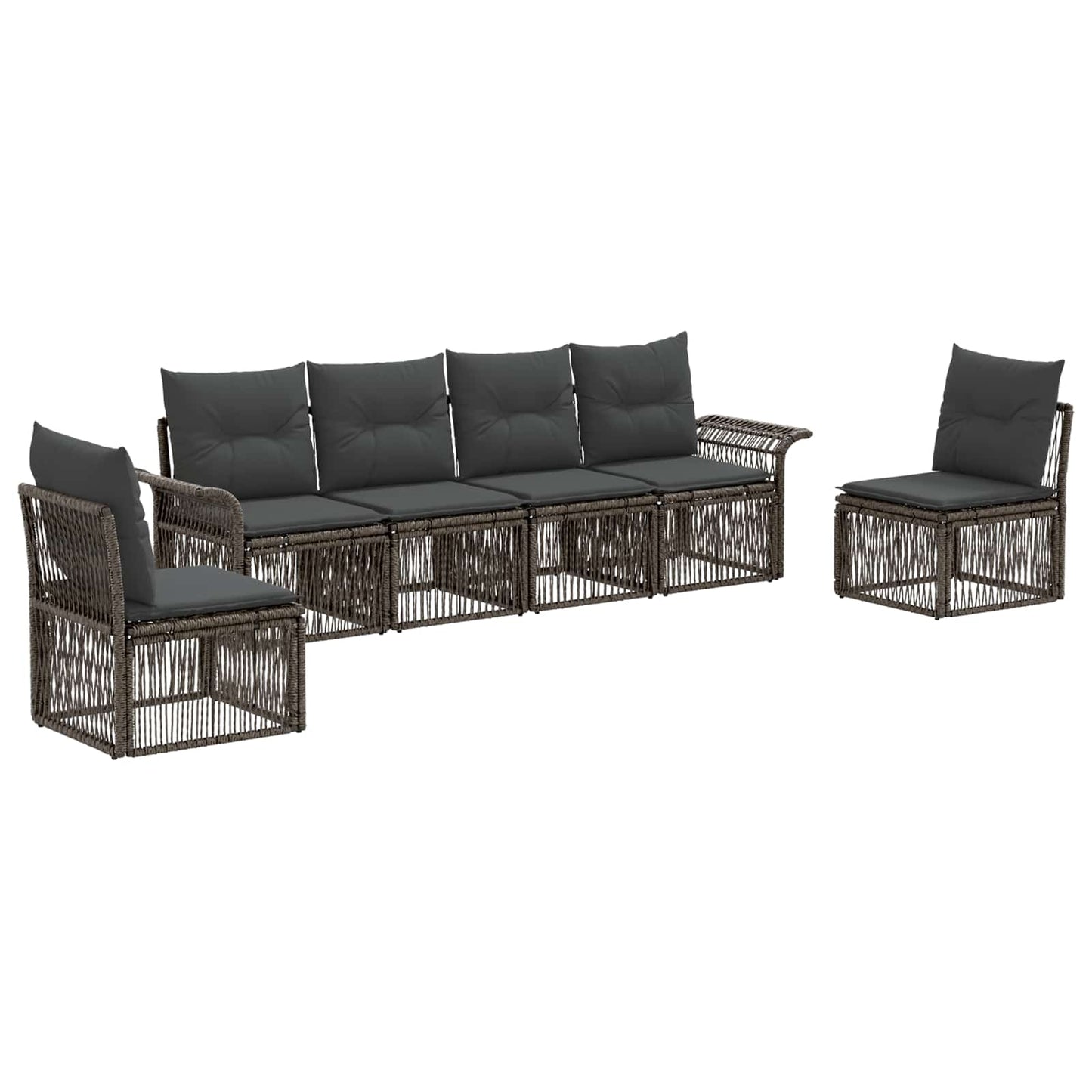 Set Divano da Giardino 6 pcs Grigio polyrattan | homemem39