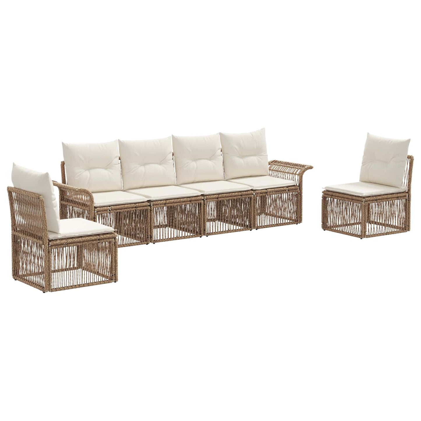 Set Divano da Giardino 6 pcs Beige polyrattan