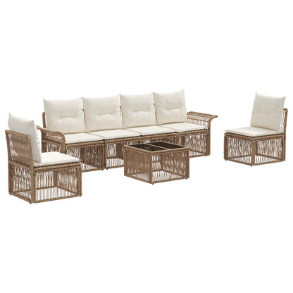 Set Divano da Giardino 7 pcs Beige polyrattan | homemem39
