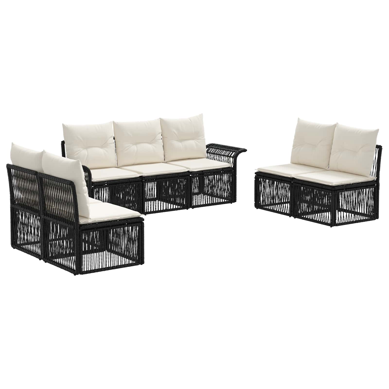 Set Divano da Giardino 7 pcs Nero polyrattan | homemem39