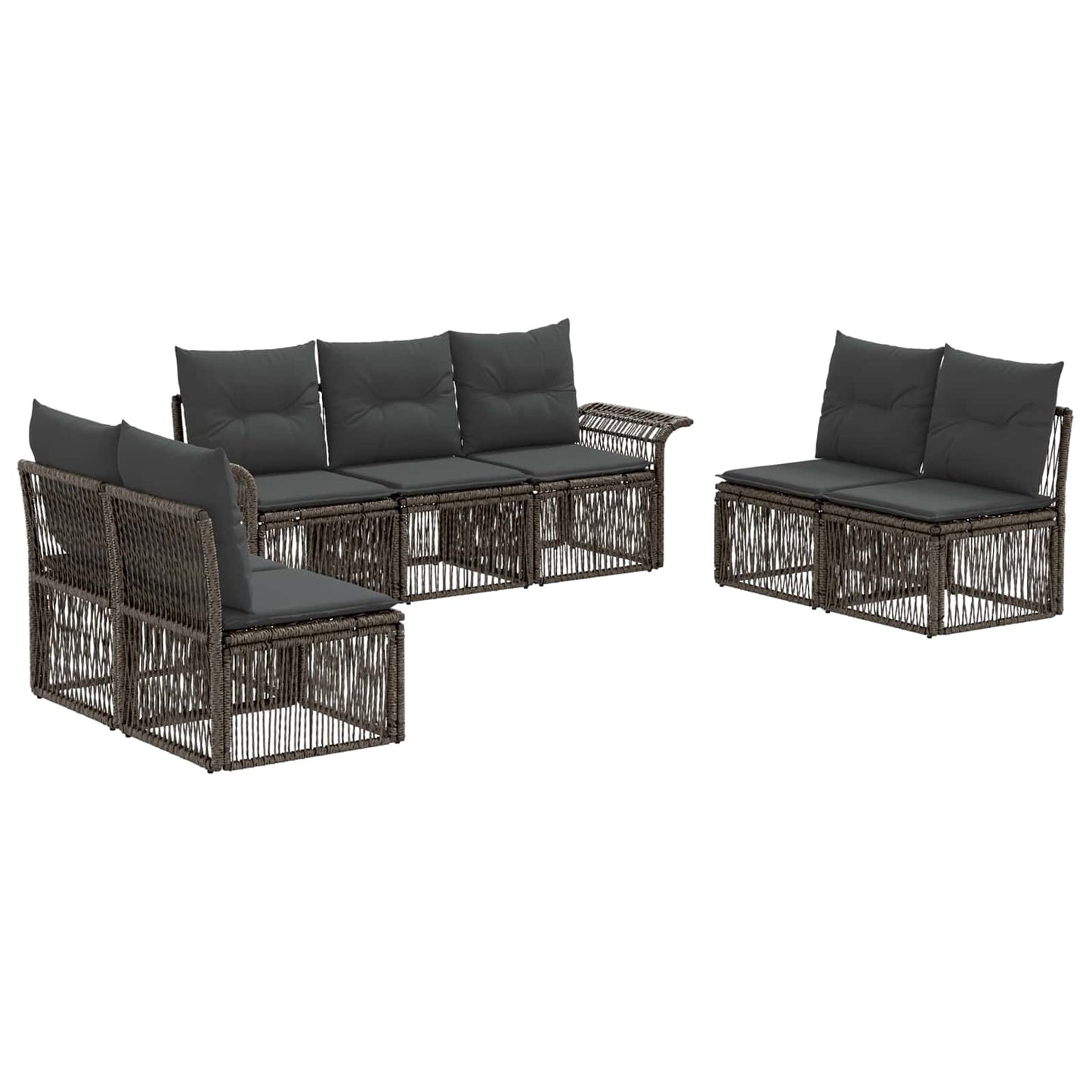 Set Divano da Giardino 7 pcs Grigio polyrattan | homemem39