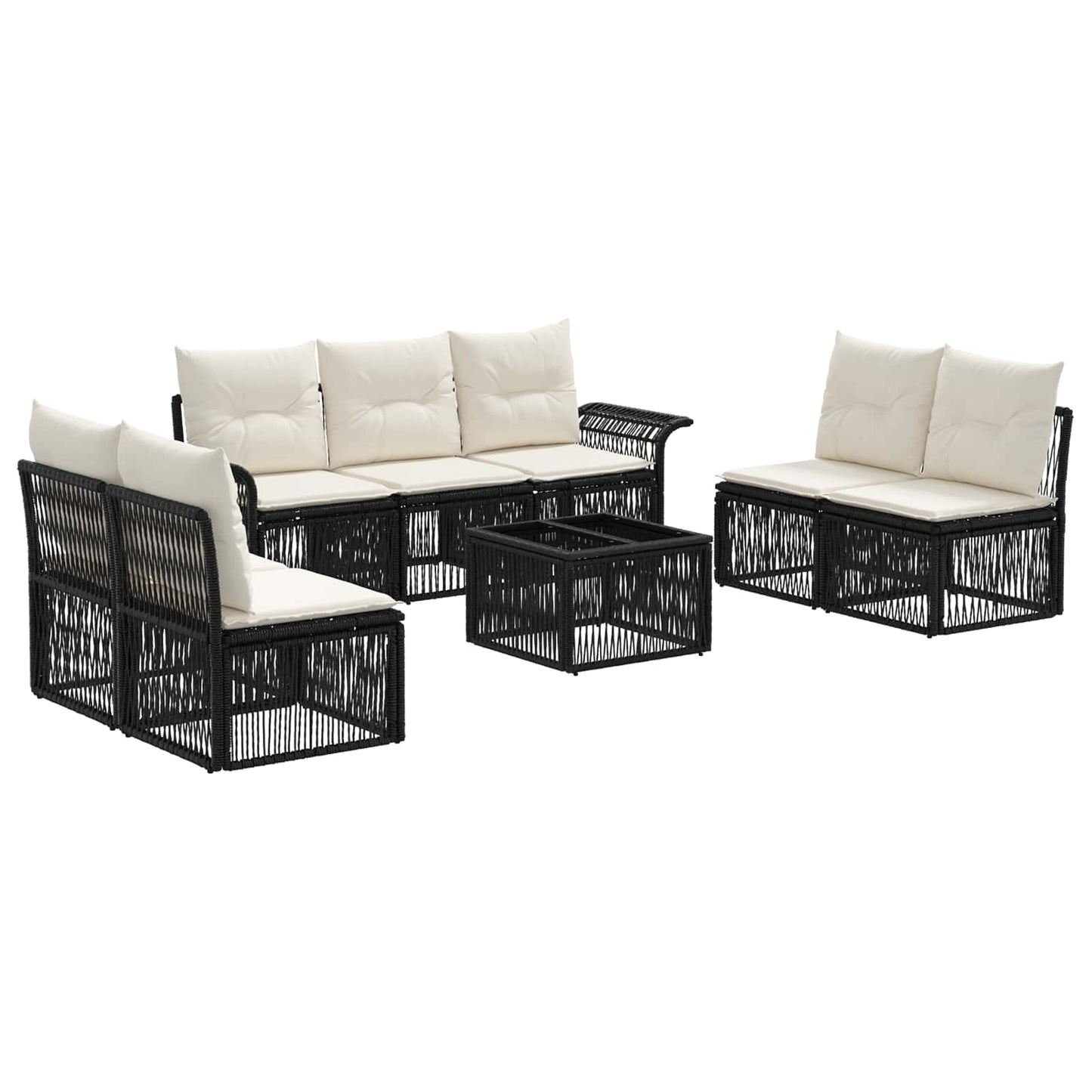 Set Divano da Giardino 8 pcs Nero polyrattan | homemem39
