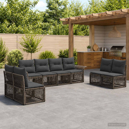 Set Divano da Giardino 8 pcs Grigio polyrattan | homemem39