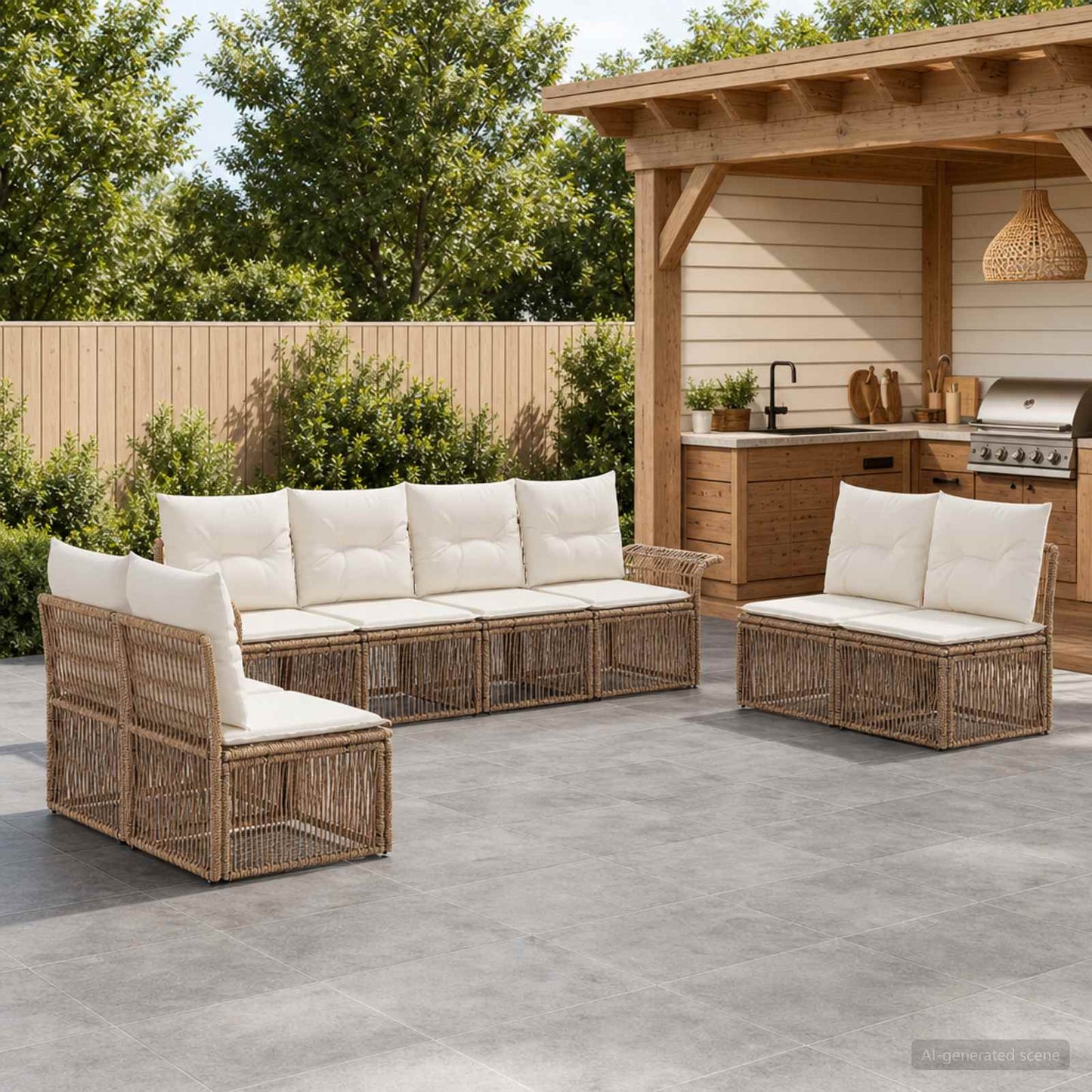 Set Divano da Giardino 8 pcs Beige polyrattan | homemem39