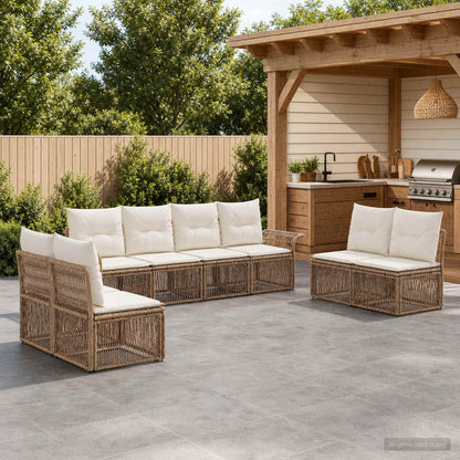 Set Divano da Giardino 8 pcs Beige polyrattan | homemem39