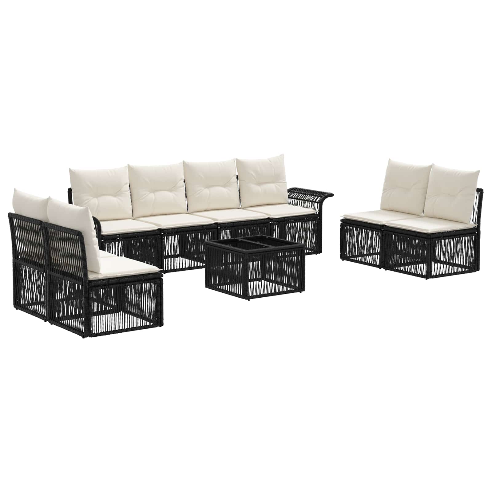 Set Divano da Giardino 9 pcs Nero polyrattan | homemem39