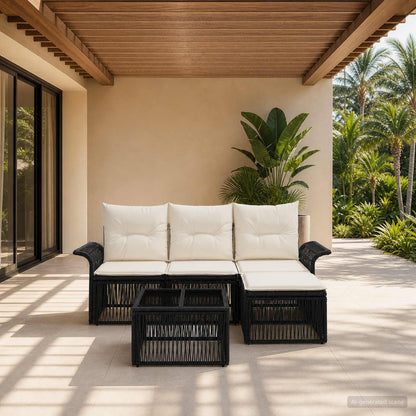 Set Divano da Giardino 5 pcs Nero polyrattan | homemem39