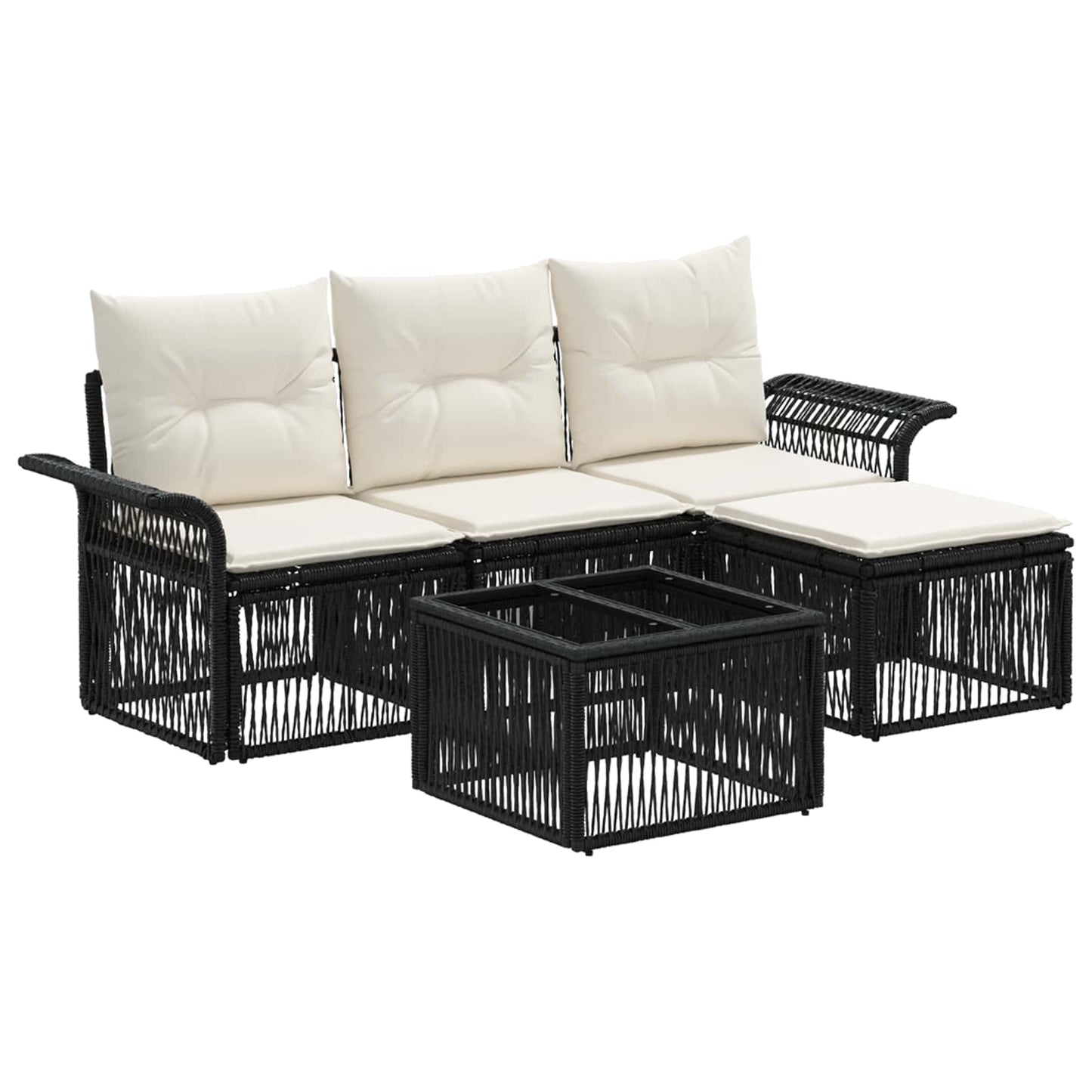 Set Divano da Giardino 5 pcs Nero polyrattan | homemem39