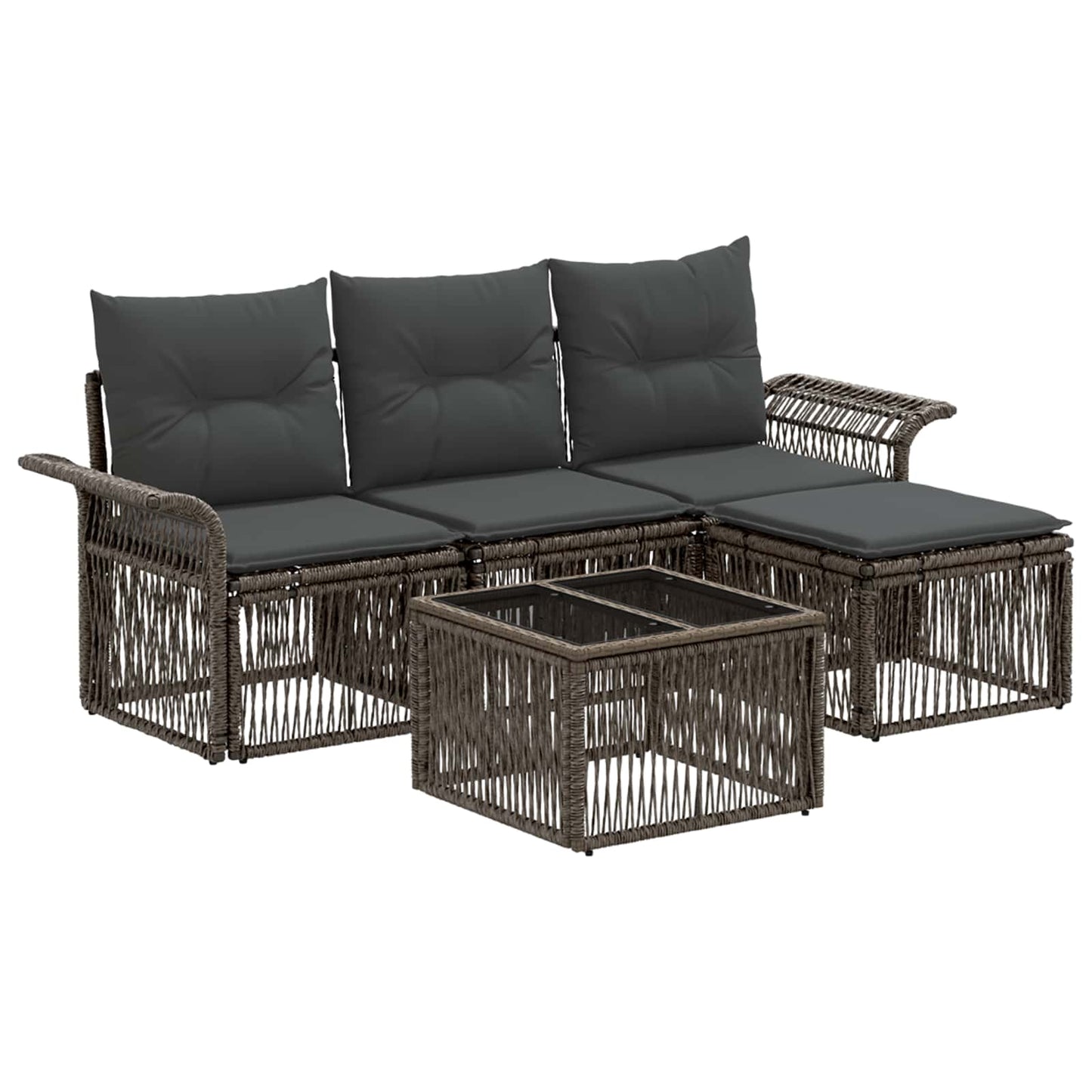 Set Divano da Giardino 5 pcs Grigio polyrattan | homemem39