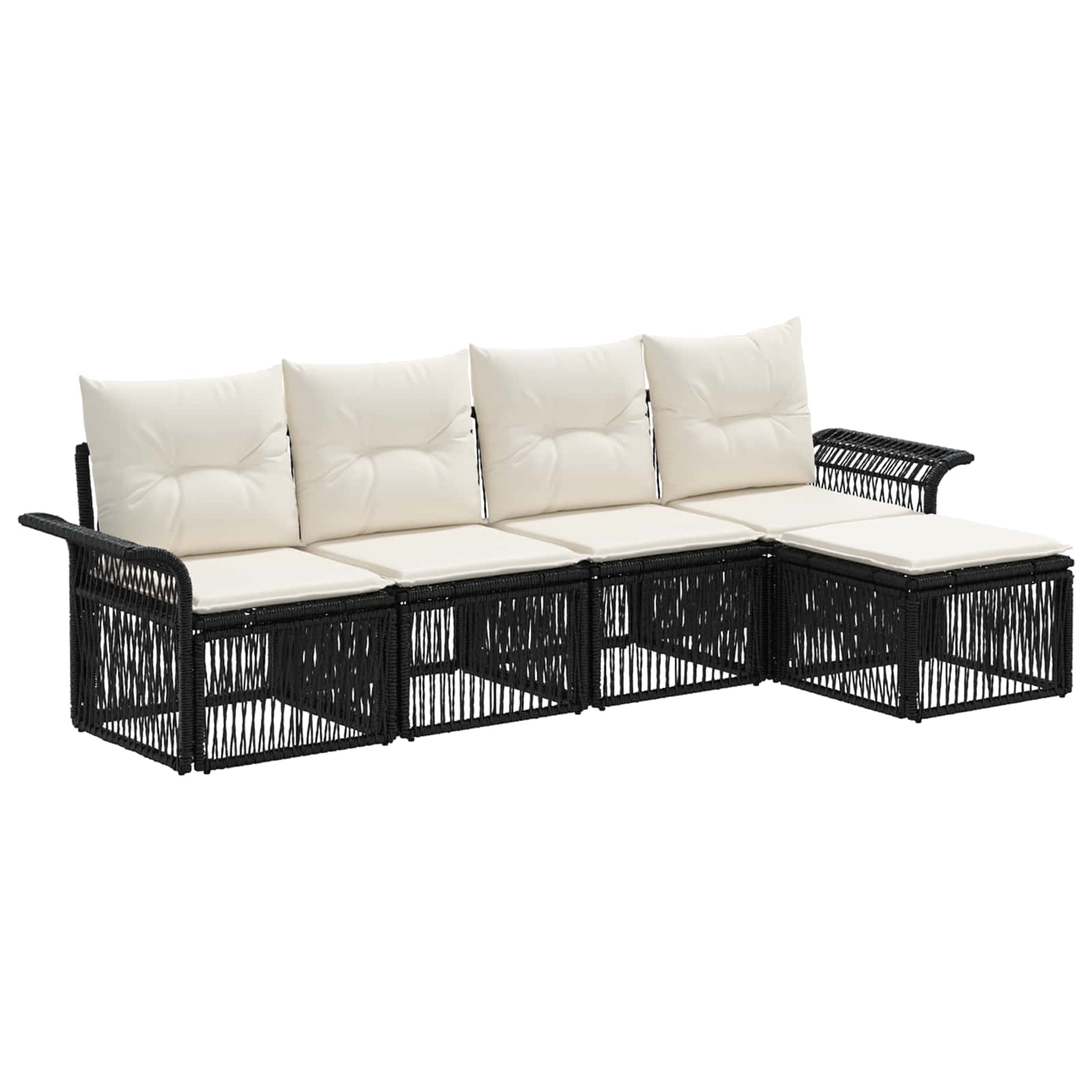 Set Divano da Giardino 5 pcs Nero polyrattan | homemem39