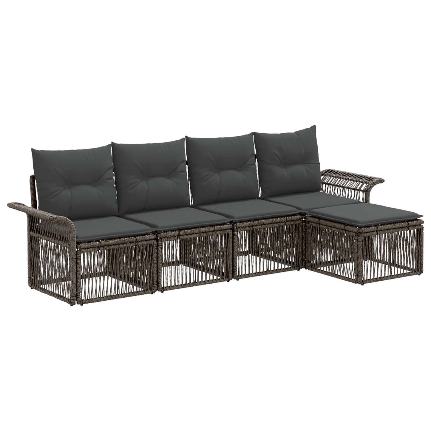 Set Divano da Giardino 5 pcs Grigio polyrattan | homemem39