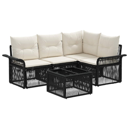 Set Divano da Giardino 5 pcs Nero polyrattan | homemem39