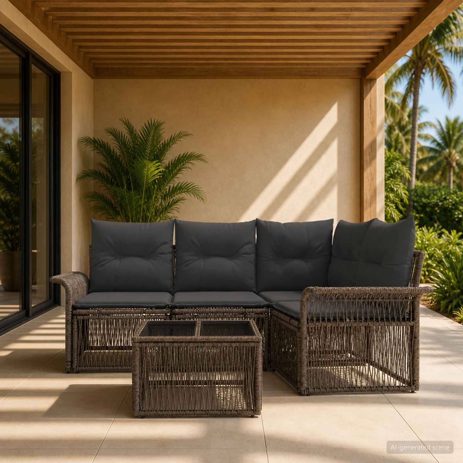 Set Divano da Giardino 5 pcs Grigio polyrattan | homemem39
