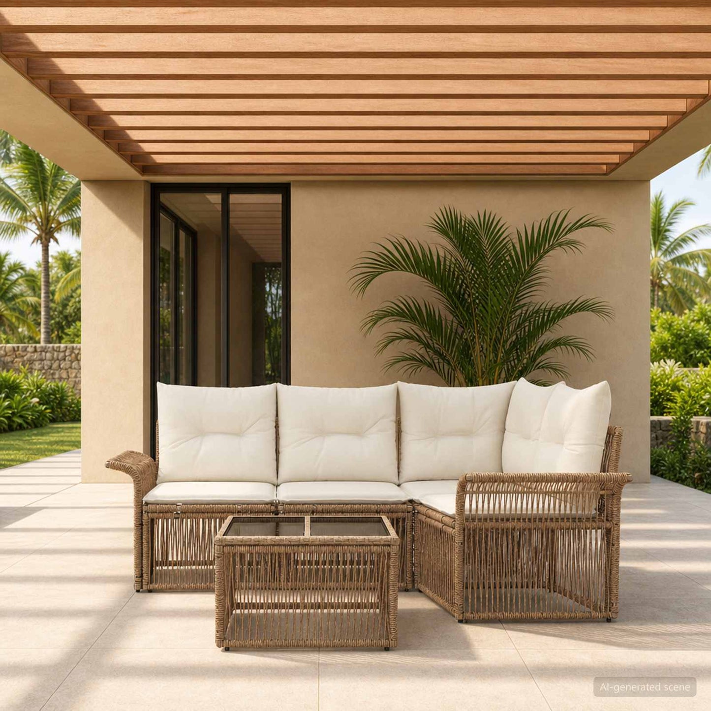 Set Divano da Giardino 5 pcs Beige polyrattan | homemem39