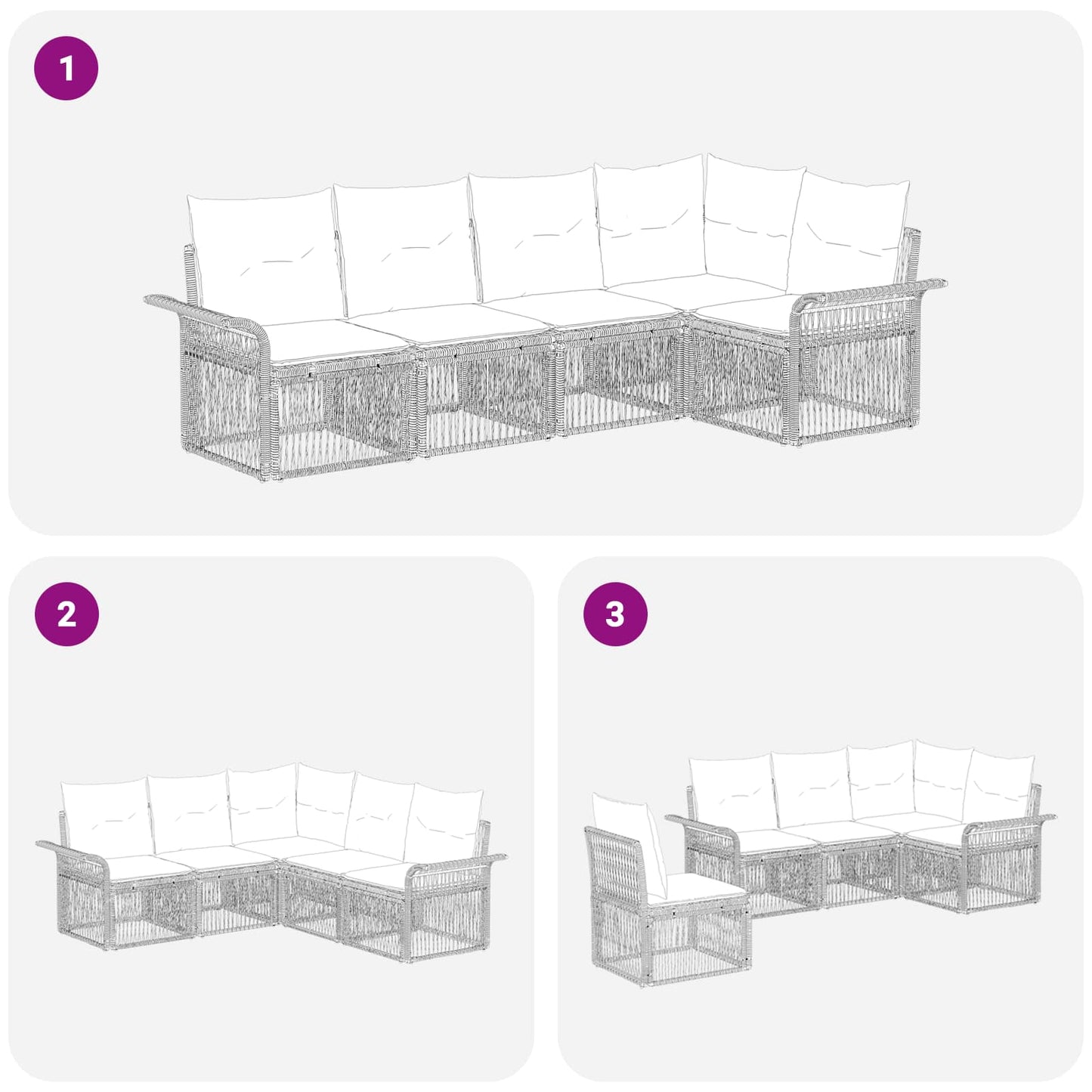 Set Divano da Giardino 5 pcs Nero polyrattan | homemem39