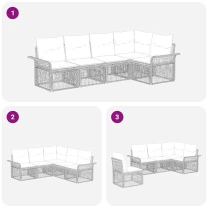 Set Divano da Giardino 5 pcs Nero polyrattan | homemem39