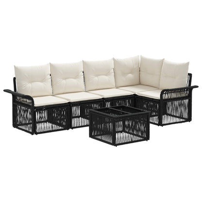 Set Divano da Giardino 6 pcs Nero polyrattan | homemem39