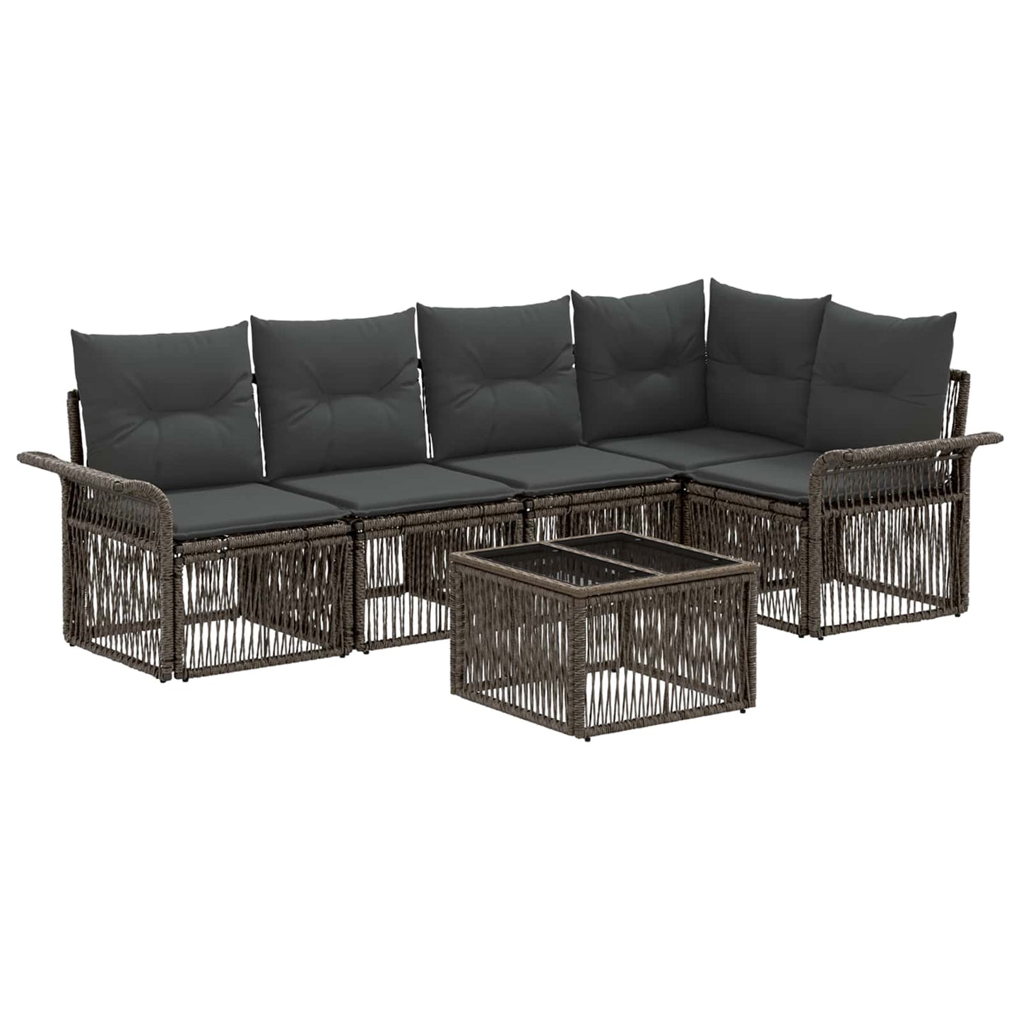 Set Divano da Giardino 6 pcs Grigio polyrattan | homemem39