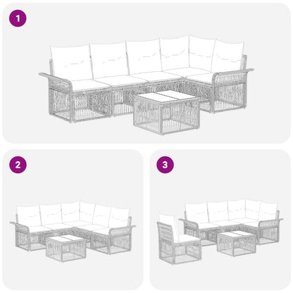Set Divano da Giardino 6 pcs Grigio polyrattan | homemem39