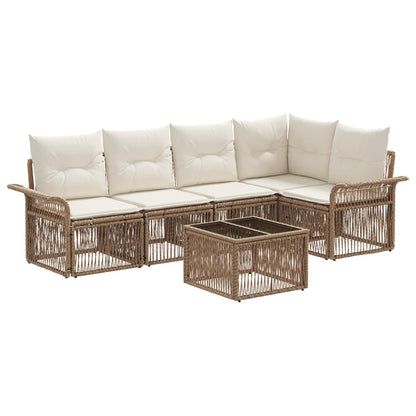 Set Divano da Giardino 6 pcs Beige polyrattan | homemem39