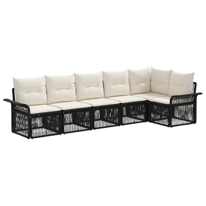 Set Divano da Giardino 6 pcs Nero polyrattan | homemem39