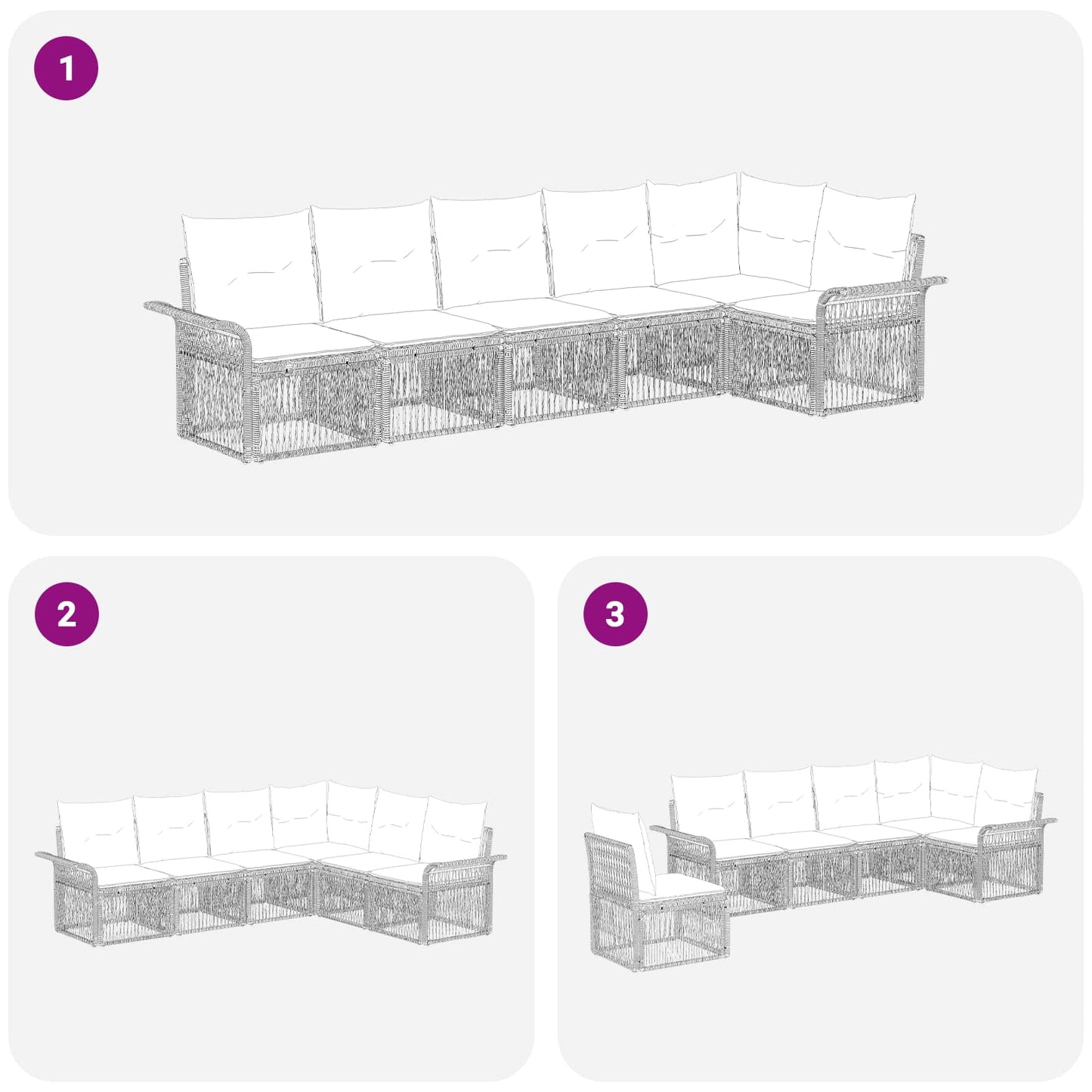 Set Divano da Giardino 6 pcs Grigio polyrattan | homemem39