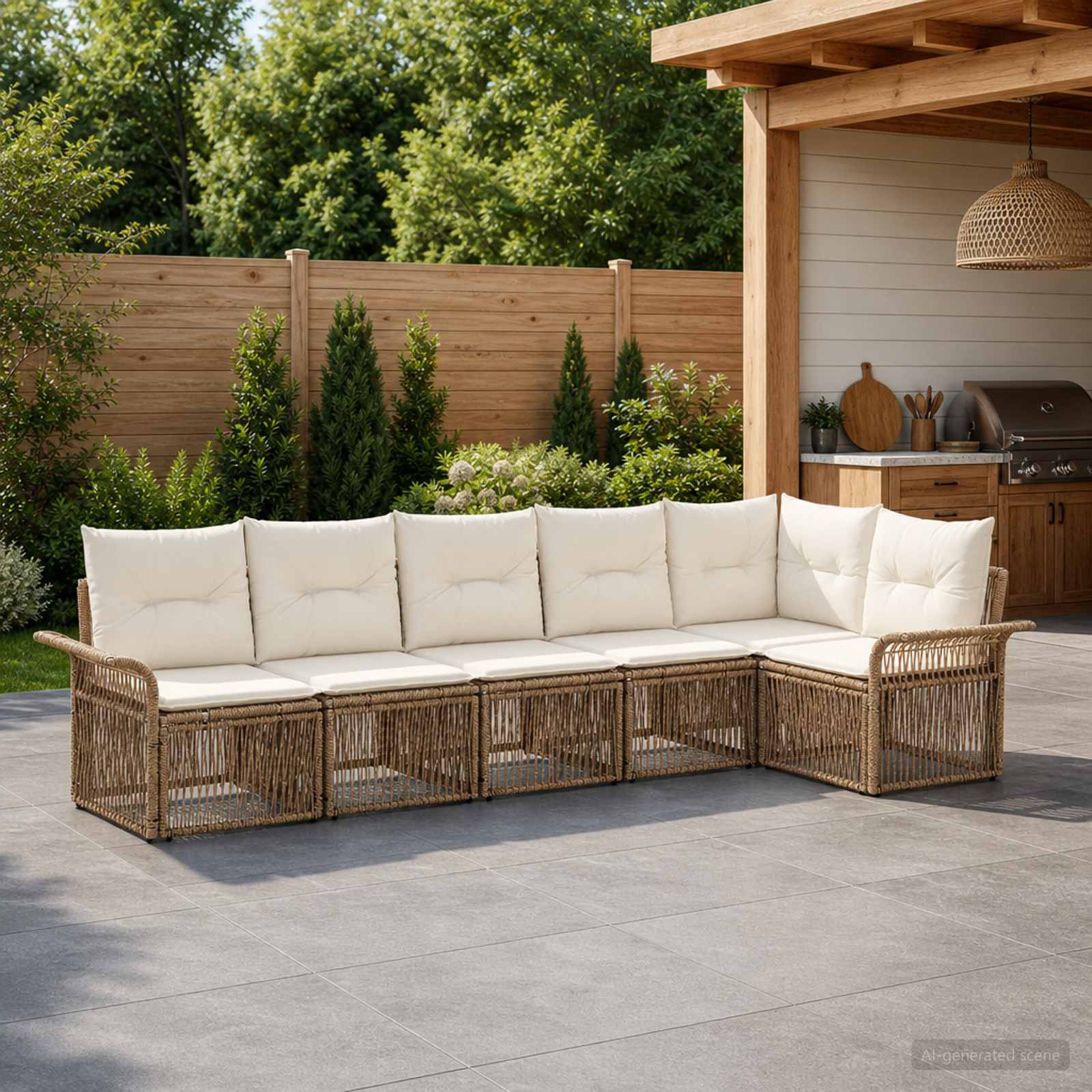 Set Divano da Giardino 6 pcs Beige polyrattan | homemem39