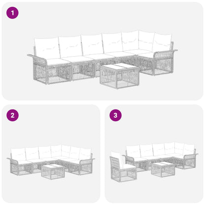 Set Divano da Giardino 7 pcs Nero polyrattan | homemem39