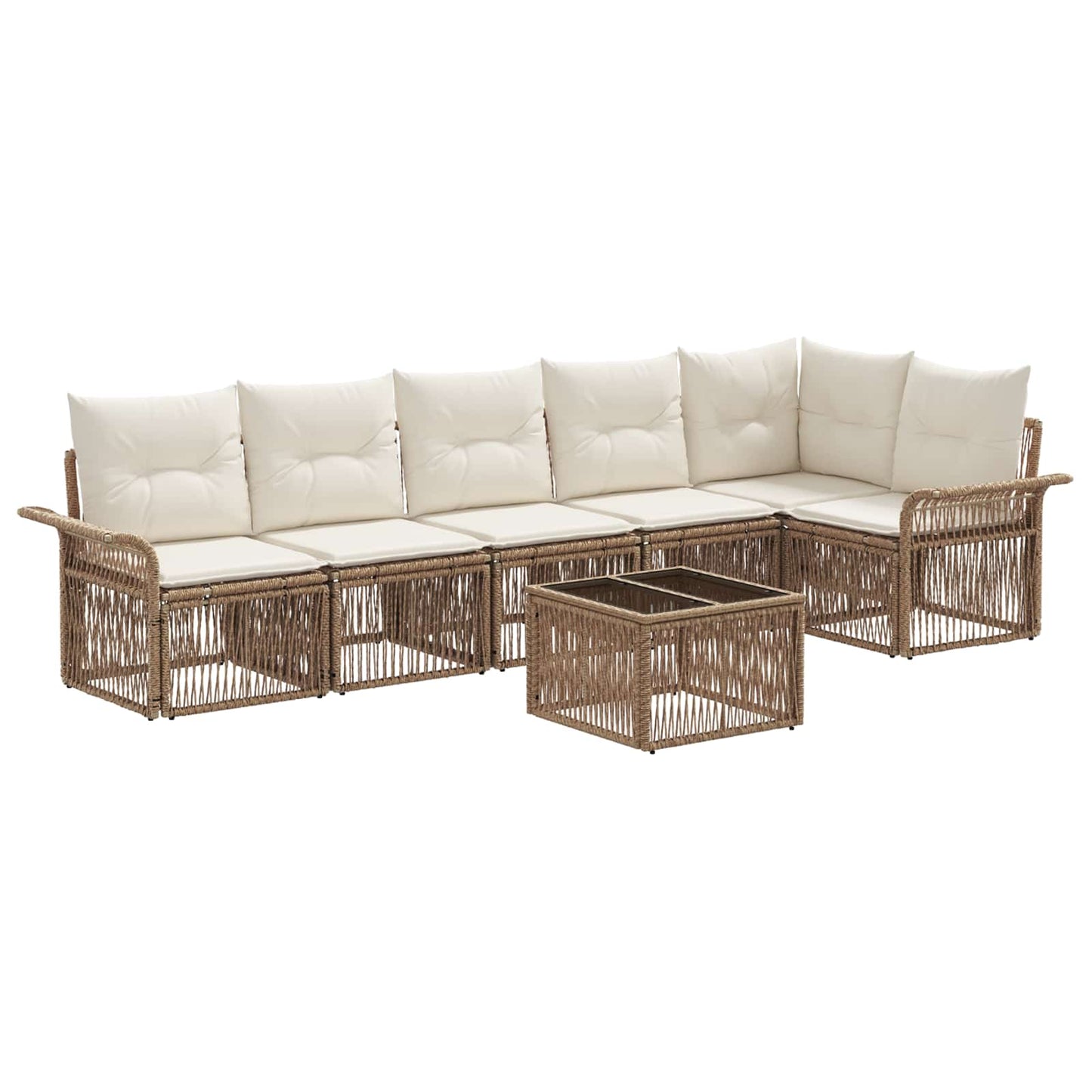 Set Divano da Giardino 7 pcs Beige polyrattan | homemem39