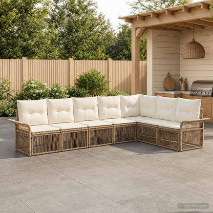Set Divano da Giardino 7 pcs Beige polyrattan | homemem39