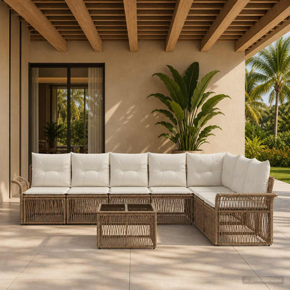 Set Divano da Giardino 8 pcs Beige polyrattan | homemem39