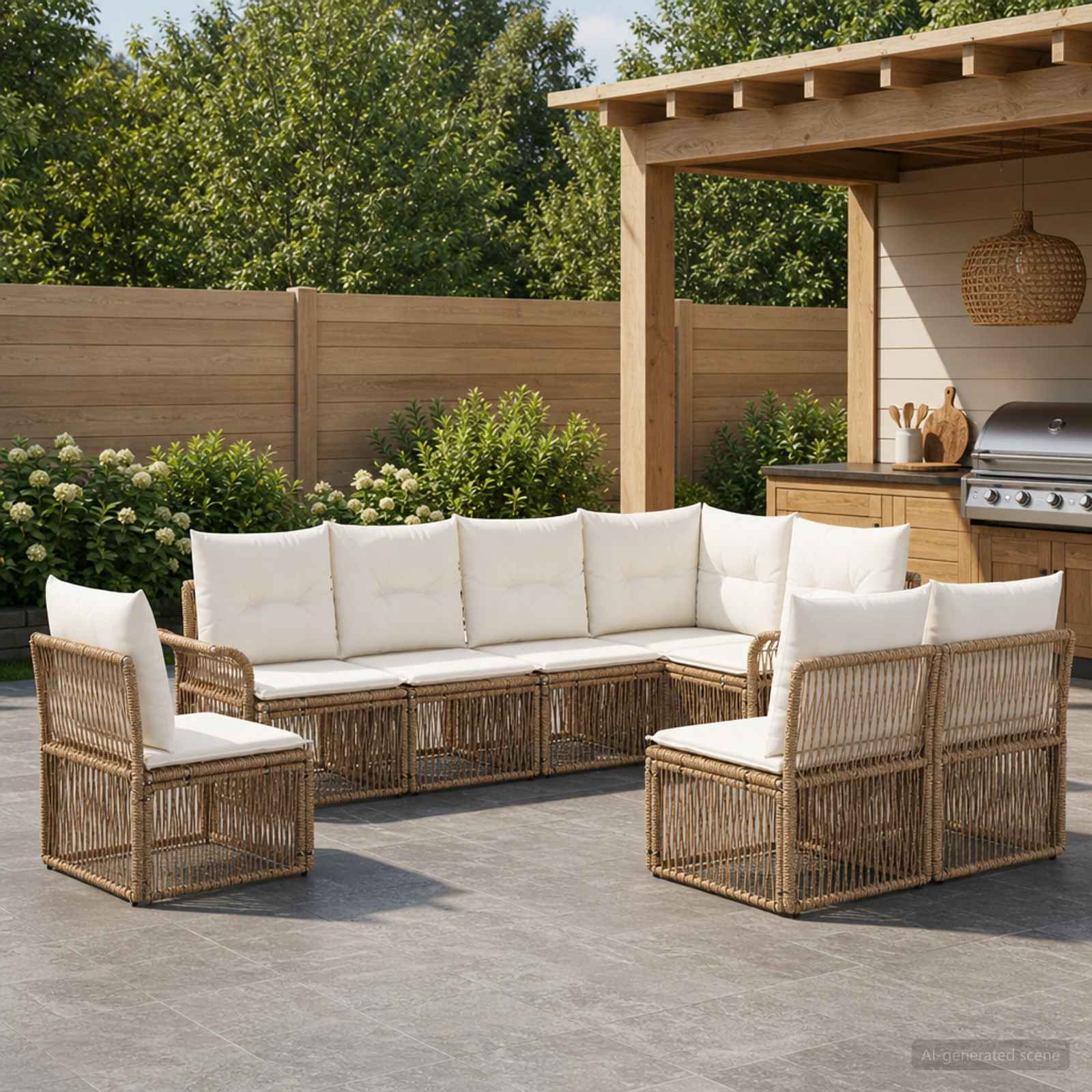 Set Divano da Giardino 8 pcs Beige polyrattan | homemem39