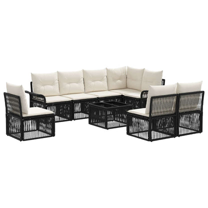 Set Divano da Giardino 9 pcs Nero polyrattan | homemem39