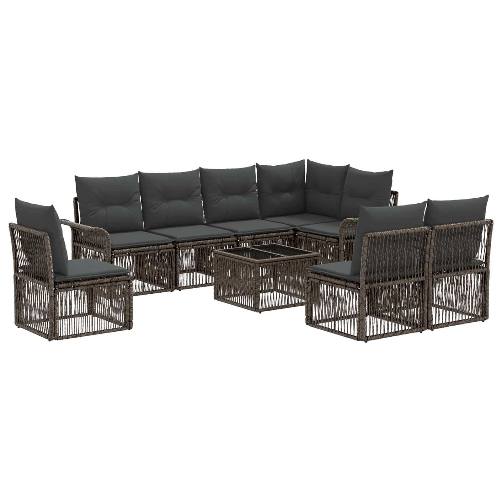 Set Divano da Giardino 9 pcs Grigio polyrattan | homemem39