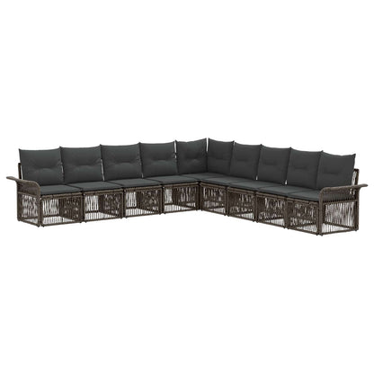 Set Divano da Giardino 9 pcs Grigio polyrattan | homemem39