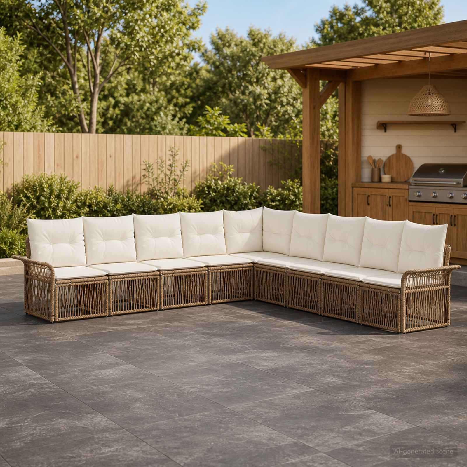 Set Divano da Giardino 9 pcs Beige polyrattan | homemem39